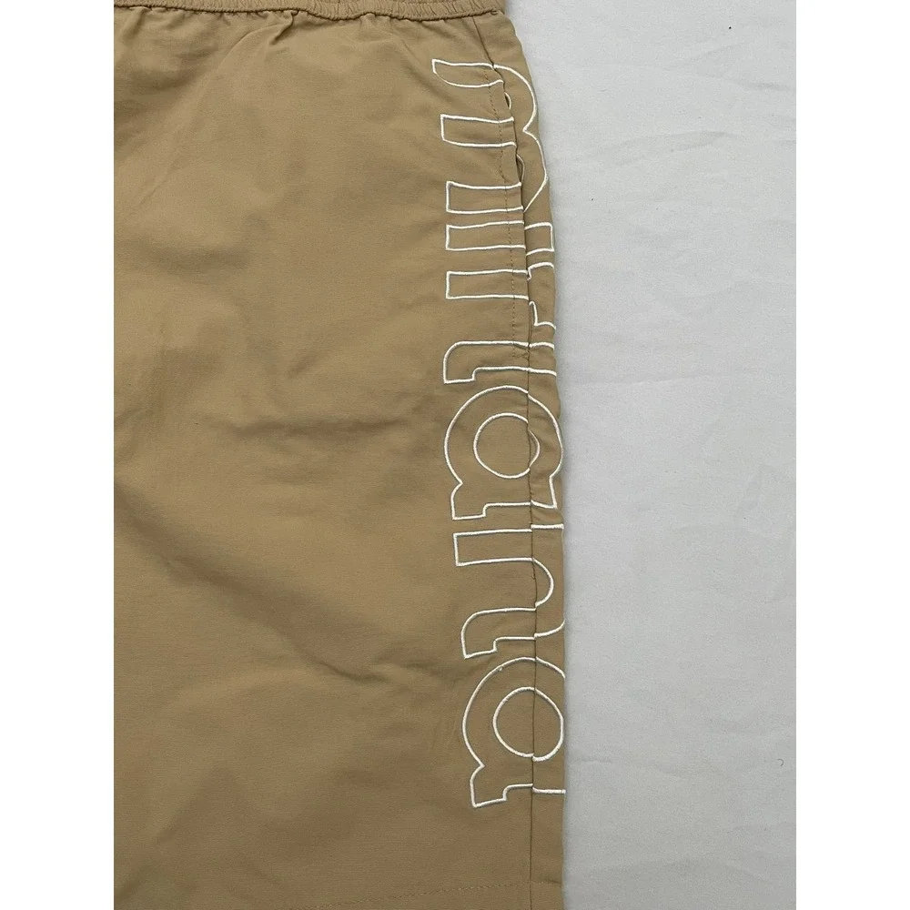 Mifland Nylon Track Shorts 2XL Beige Embroidered Logo Drawstring 8